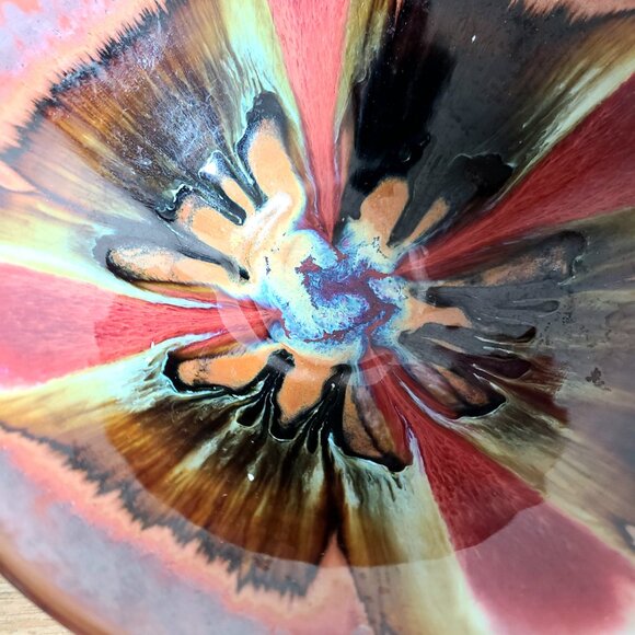 Matthew Patton signed pottery. Large multicolored handmade ceramic bowl. - Picture 2 of 10
